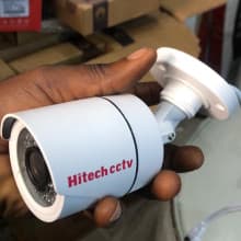 Hitach white colour outdoor CCTV cameras.