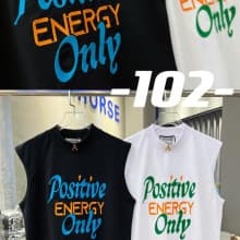 Vicsub Armless unisex polo with print "Positive Energy Only"