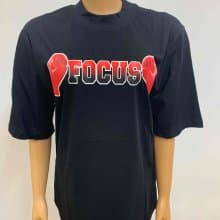 Unisex Polo Black T-shirt with Focus print