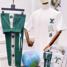 2 IN 1 SPORT PANT JOGGERS AND COTTON ROUND NECK POLO- WHITE AND GREEN