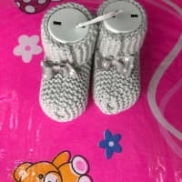 Quality Foam Grey  wool Baby bow tie shoes