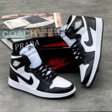 Original Nike Air Jordan 1 High Top Sneakers Black and White Footwear Shoe Canvas in different colour and sizes.