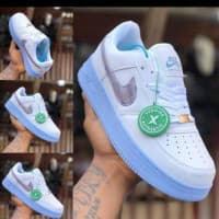 Nike Air Force 1 Low White Hydrogen Blue Unisex Sneakers.