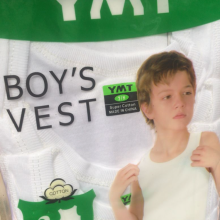 Quality Boys 3-In-1  Age 7-8Yrs YMT Cotton White Sleeveless Singlet /Vest- Underwear , For Kids