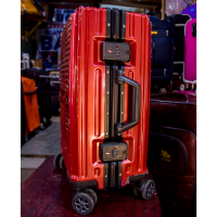 Quality Shining Red design  Hard metal Luggage travelling Box for Unisex sex box