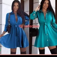 Women V Neck Long Sleeve Button Down Lapel Collar Casual Loose Fit Tunic Blouse