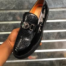 Men Glossy Business casual slip-on Leather shoes for all occasions - Black available in different sizes