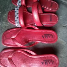 Zara Female slippers, Shoe,  ladies footwear leather red