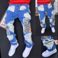 HIGH QUALITY LONG BLUE  BAGGY CRAZY JEANS TROUSER FOR MEN