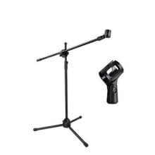 Adjustable Black Microphone Stand with Holder