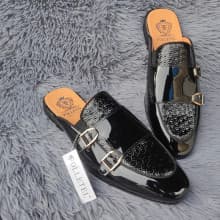 Trendy Folletel Men Half Cover  Black Leather Shoe Available in Sizes 40-45 - Black