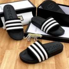 Gucci Designer Quality MEN RUBBER SLIDES Available in Different Sizes - Black/White