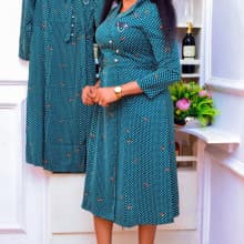 Quality green female straight office short gown for ladies