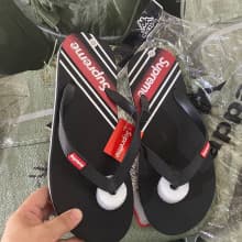 Supreme Ladies Rubber Slip-on Slippers Available in Different Sizes - Black/White