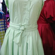Quality female Green chiffon plain botton design short sleeve long  gown with robe for ladies
