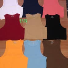 Quality  cotton Armless round neck top for ladies.In different colours