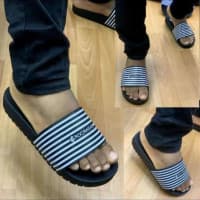 RocaWear Designer Men Rubber Slides Available in Different Sizes- Blue /White sneakers