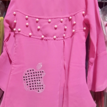 Affordable Pink Beaded Chiffon Children Long Sleeve Top-Girls in different colors