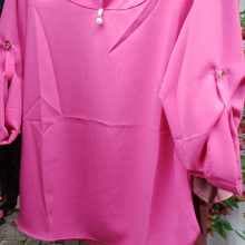 Female quality plain pink chiffon office, outing casual wear for ladies