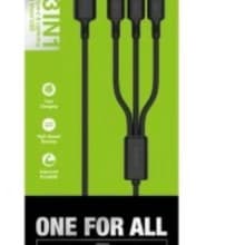 Oraimo 3 in 1 smart fast charging cable, (black color) original type C, iPhone and android lightning
