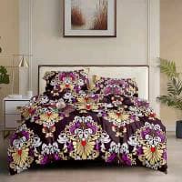 Purple Floral Bedsheet and Duvet set with four pillow cases Bedsheet