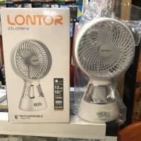 Lonitor 6" Inches Rechargeable Table Fan With Lamp Fan