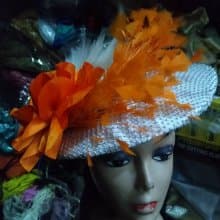 Female silver and Orange Fascinator hat- for women
