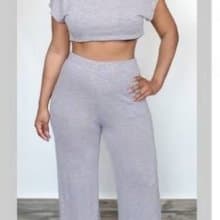 Female Ash Cotton  Crop Top with Trousers for Ladies