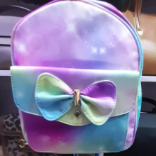 Quality Leather  Rainbow fashion children Bow design Back Bag For  girl.