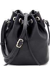 Quality Black Leather bucket Hand Bag