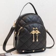 Quality Leather Black stone design fashion Back Bag For Ladies